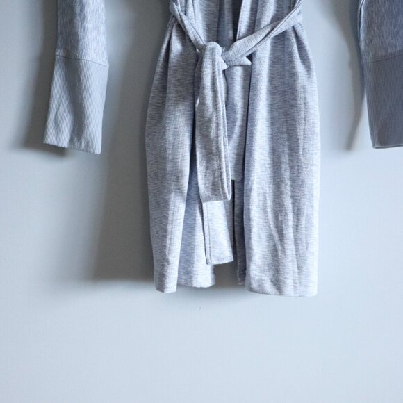 Ande Women's Small Grey Soft Casual Belted Collared Long Sleeve Cardigan Robe - Picture 7 of 12